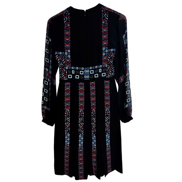 BCBGMAXAZRIA Runway y2k Kaselle Dress Women’s 2Embroidered Geometric Boho - Picture 3 of 16